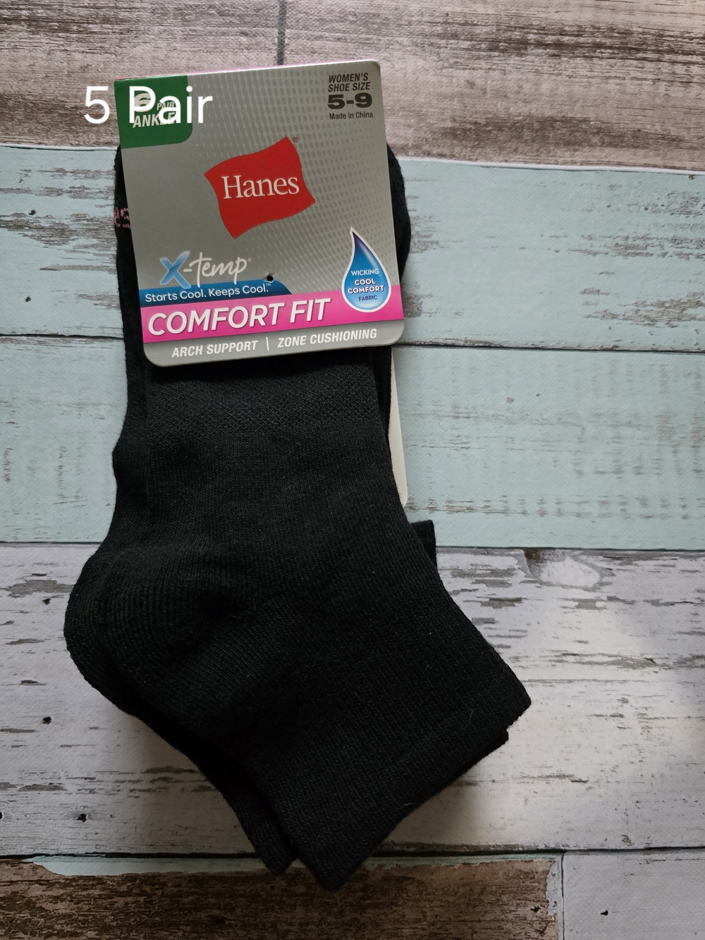 Hanes Comfort Fit Black Women's Socks - 5 Pair